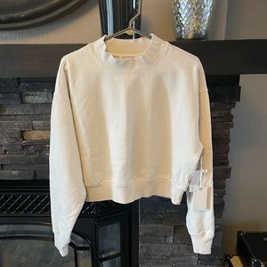 Womens Cream Good American Mock Neck Sweatshirt Size 2 (Medium) BNWT